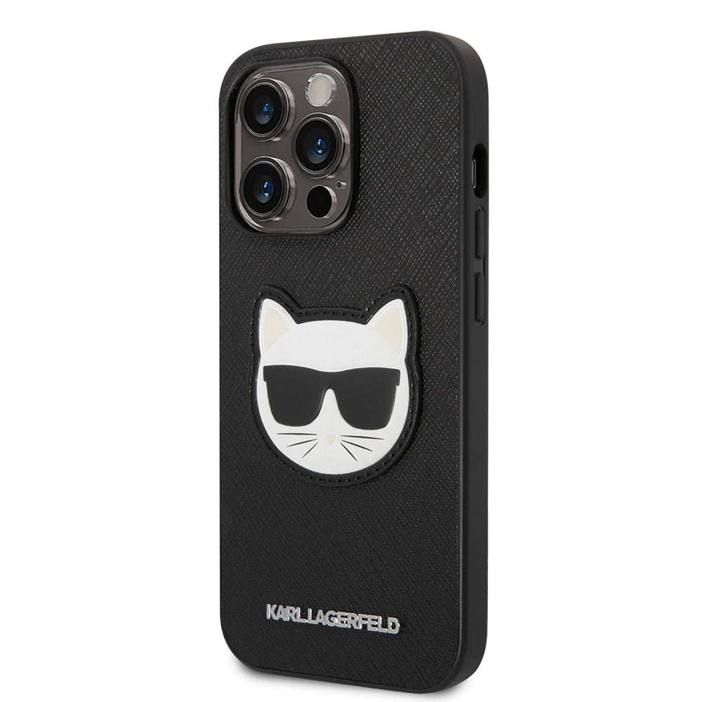 Puzdro pre Apple iPhone 14 Pro Max, Karl Lagerfeld, Saffiano Choupette's Head, Čierne