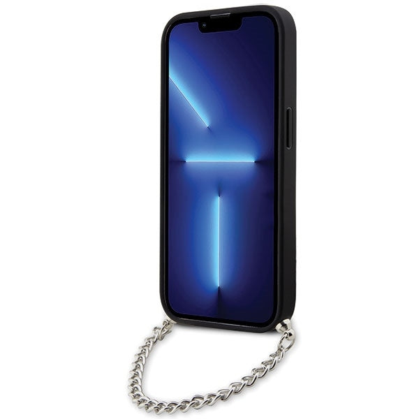 Puzdro pre Apple iPhone 14 Pro Max, Karl Lagerfeld, Saffiano Monogram Chain, Strieborné