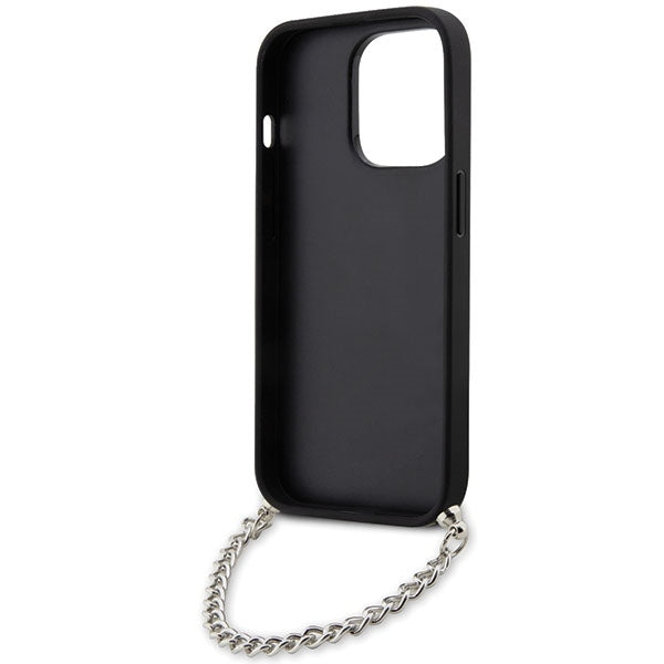 Puzdro pre Apple iPhone 14 Pro Max, Karl Lagerfeld, Saffiano Monogram Chain, Strieborné