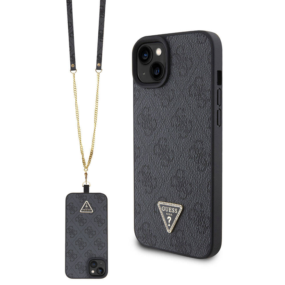 Puzdro pre Apple iPhone 15 / 14, Guess, Crossbody 4G Metal Logo, Čierne