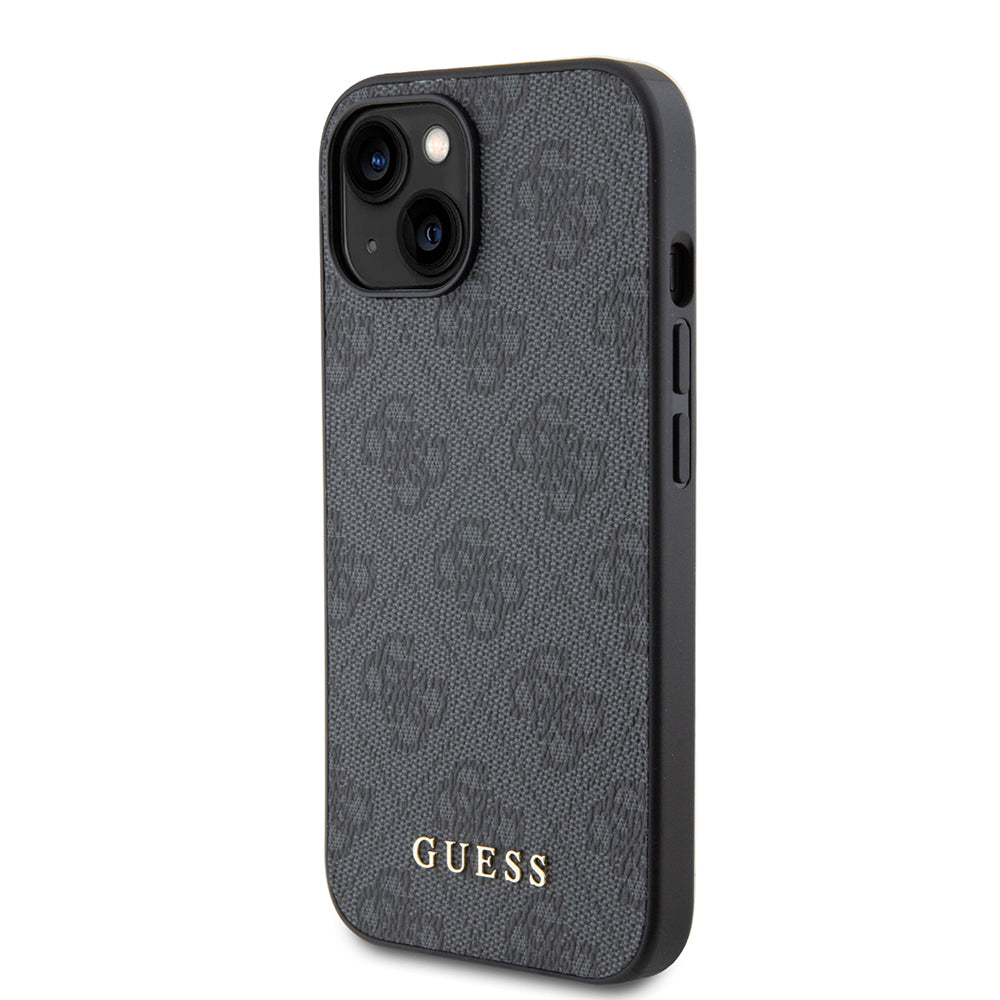 Puzdro pre Apple iPhone 15, Guess, 4G Metal Gold Logo, Sivé