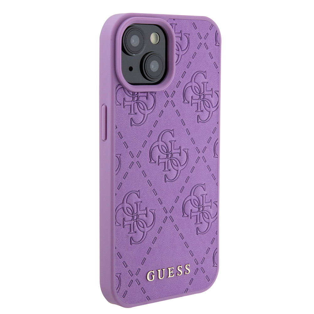 Puzdro pre Apple iPhone 15, Guess, 4G Stamped, Svetlofialové