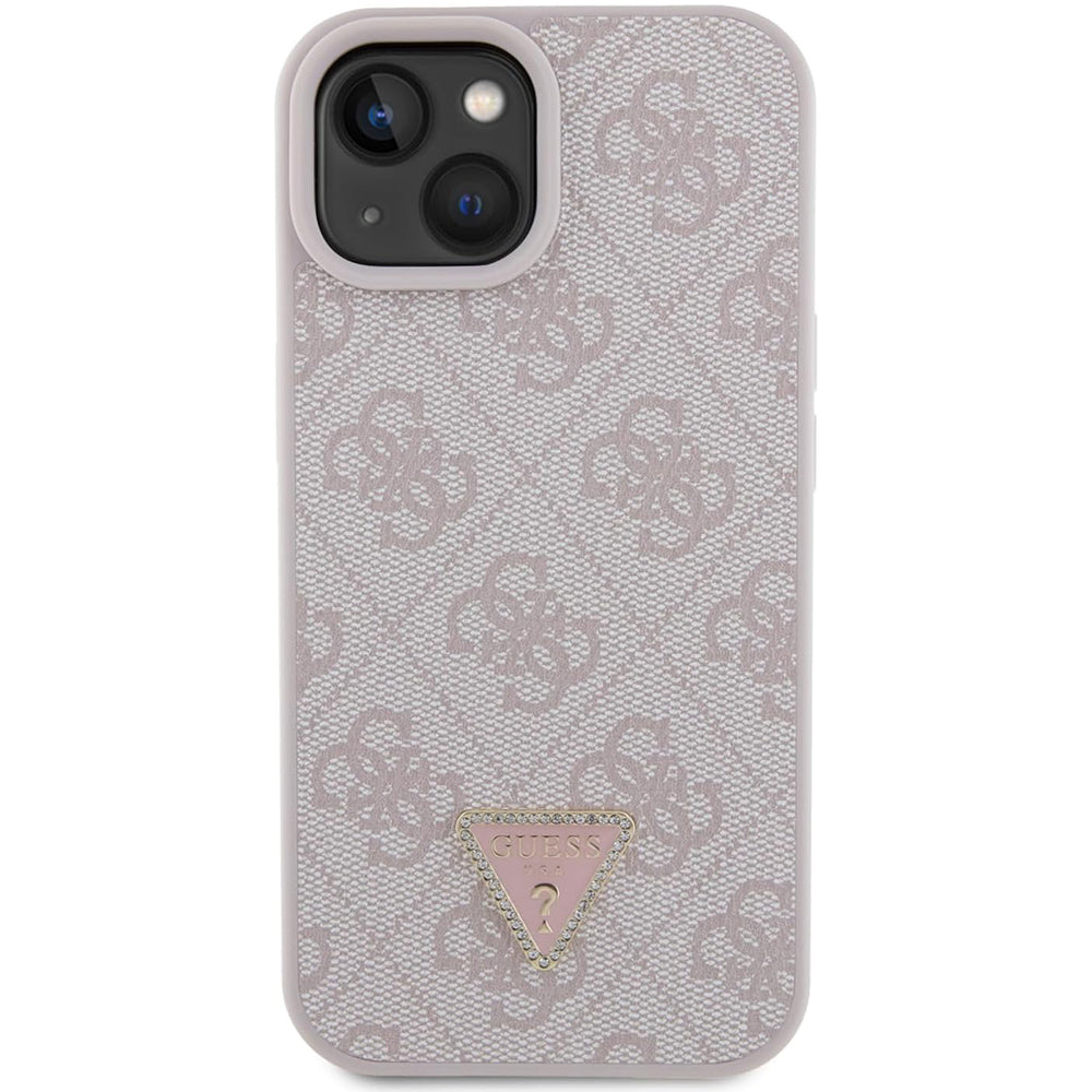 Puzdro pre Apple iPhone 15, Guess, 4G Triangle Strass, Ružové