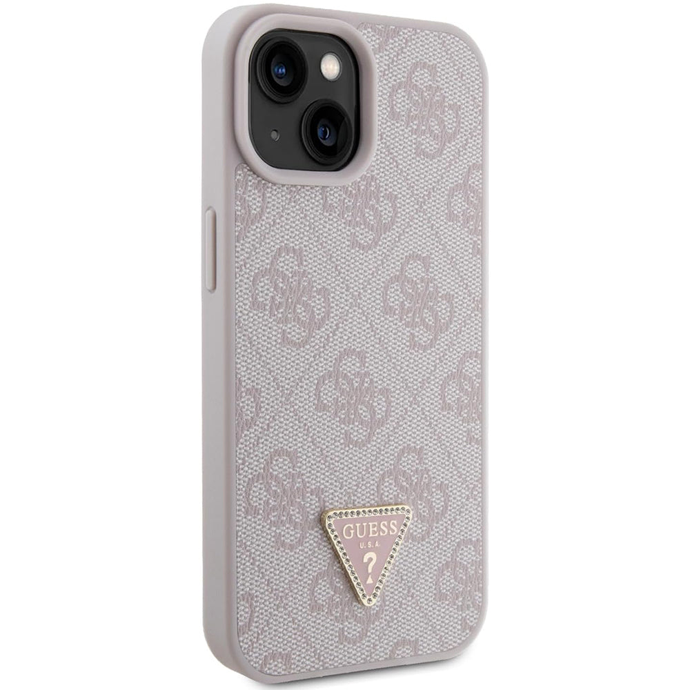 Puzdro pre Apple iPhone 15, Guess, 4G Triangle Strass, Ružové
