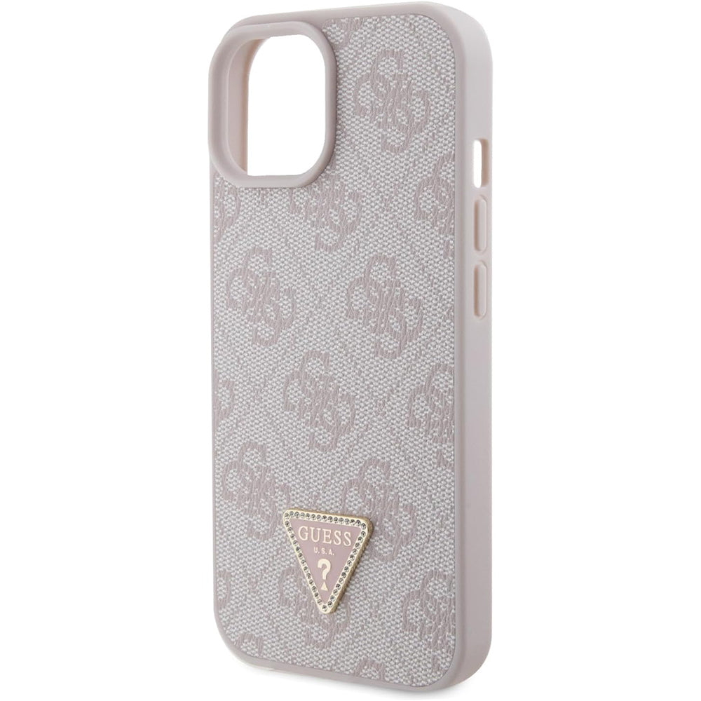 Puzdro pre Apple iPhone 15, Guess, 4G Triangle Strass, Ružové