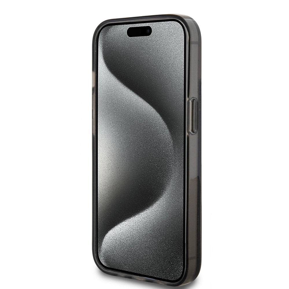 Puzdro pre Apple iPhone 15, Guess, Liquid Glitter Gold Stripes, Čierne