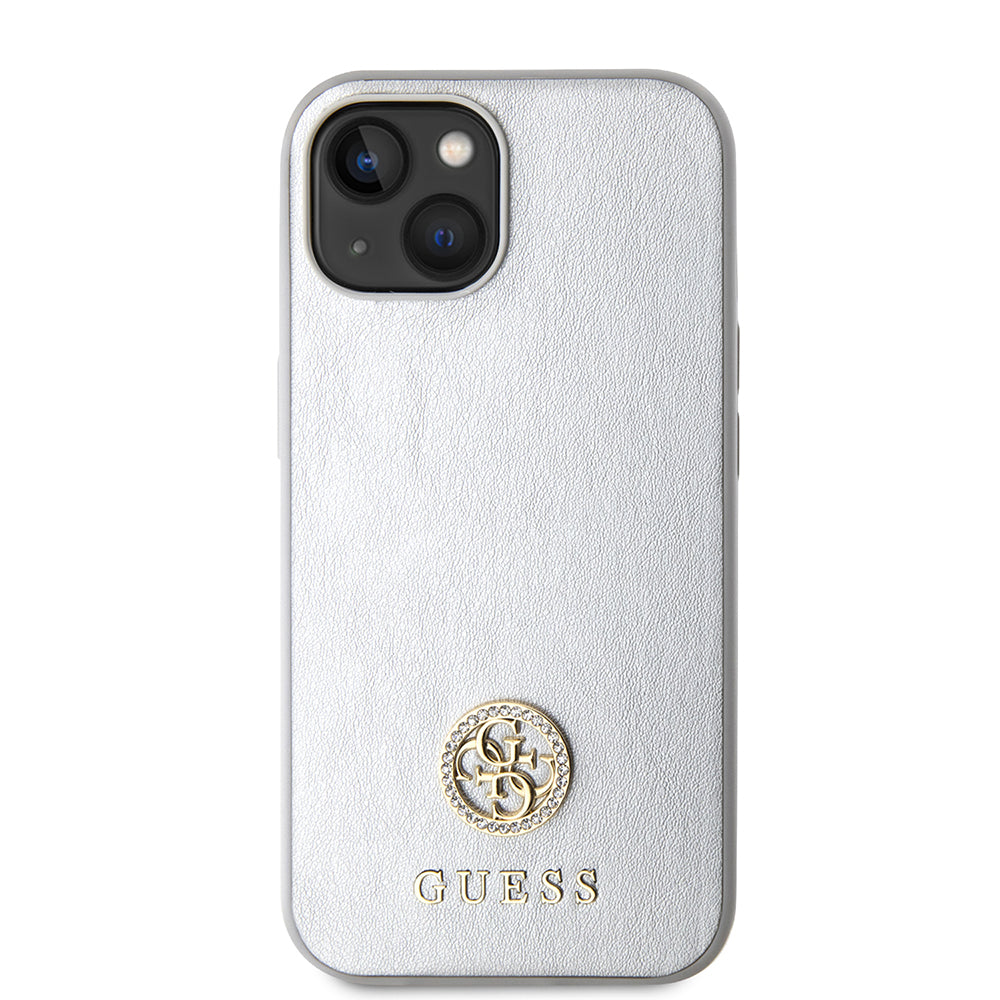 Puzdro pre Apple iPhone 15, Guess, Strass Metal Logo, Strieborné
