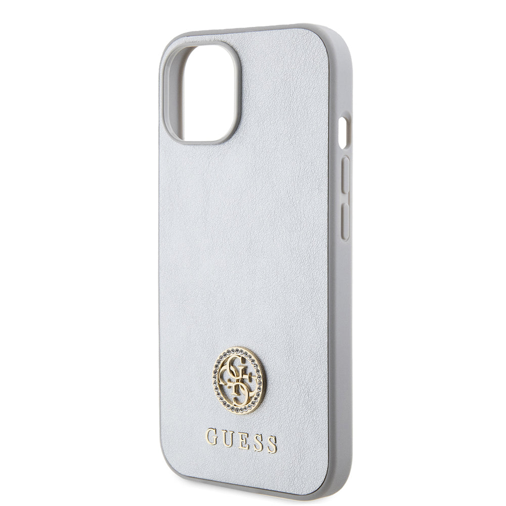 Puzdro pre Apple iPhone 15, Guess, Strass Metal Logo, Strieborné