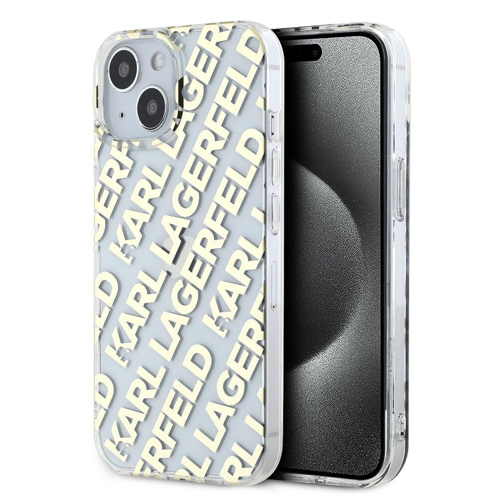 Case for Apple iPhone 15, Karl Lagerfeld, IML Luxury Gold Fullover Logo, Gold