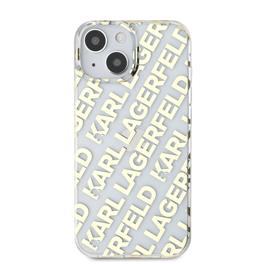 Case for Apple iPhone 15, Karl Lagerfeld, IML Luxury Gold Fullover Logo, Gold