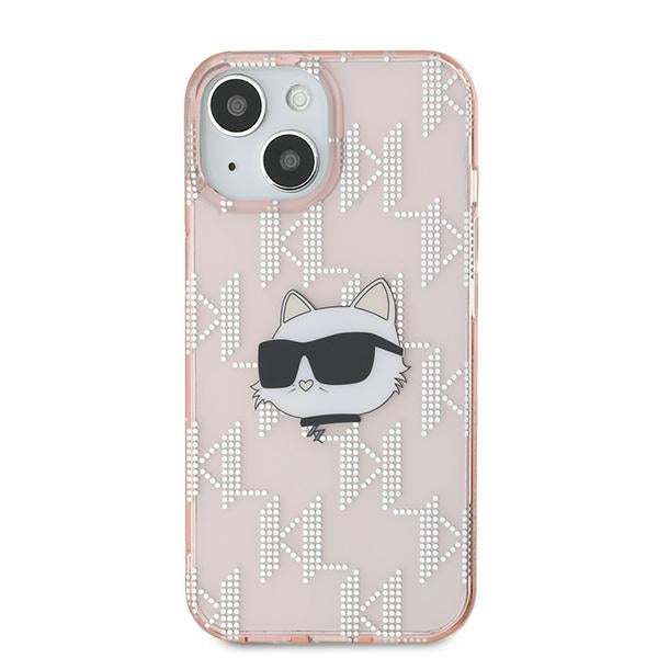 Puzdro pre Apple iPhone 15, Karl Lagerfeld, IML Luxury Monogram Choupette's Head, Ružové