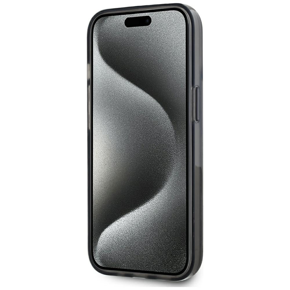 Puzdro pre Apple iPhone 15, Karl Lagerfeld, Liquid Glitter Monogram, Čierne