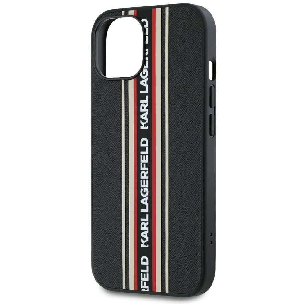Puzdro pre Apple iPhone 15, Karl Lagerfeld, Saffiano Athleisure Stripes with Strap, Rosie
