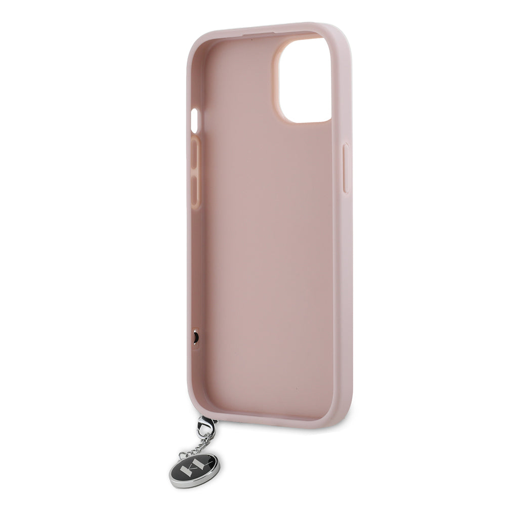 Puzdro pre Apple iPhone 15, Karl Lagerfeld, Saffiano Rhinestones & Charm, Ružové
