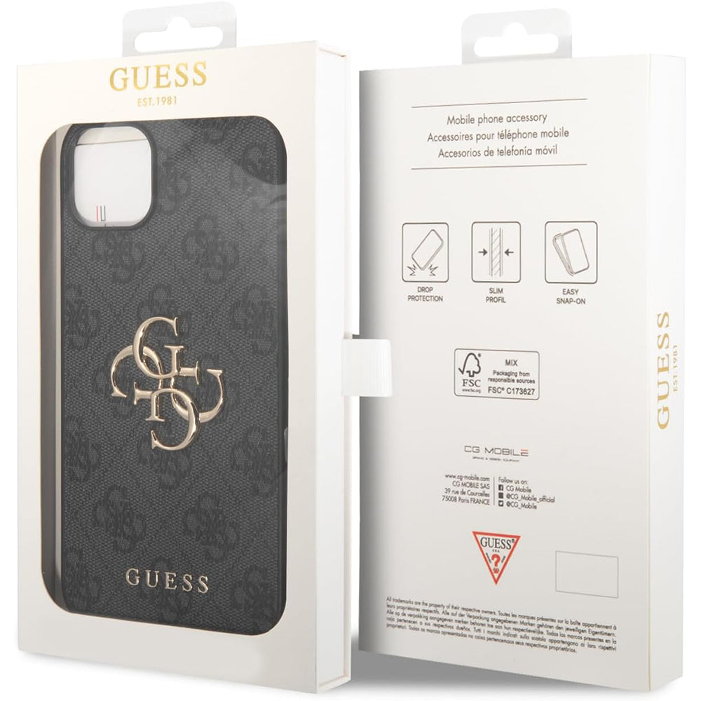 Puzdro pre Apple iPhone 15 Plus, Guess, 4G Big Logo, Sivé