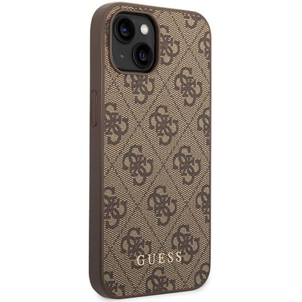 Puzdro pre Apple iPhone 15 Plus, Guess, 4G Metal Gold Logo, Hnedé
