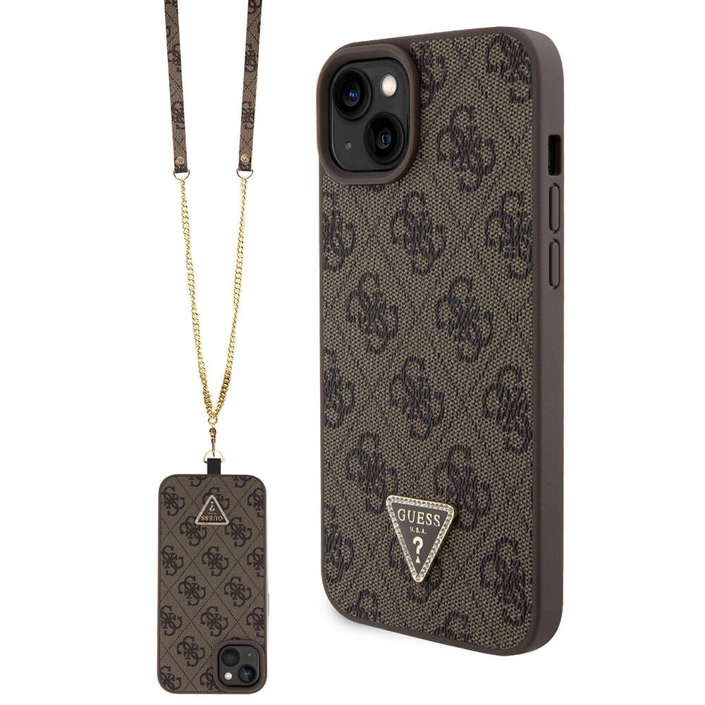 Puzdro pre Apple iPhone 15 Plus, Guess, Crossbody 4G Metal Logo, Hnedé