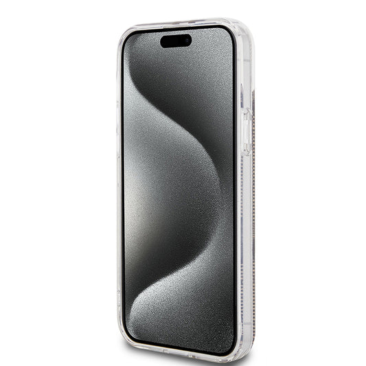 Puzdro pre Apple iPhone 15 Plus, Guess, IML 4G Gold Stripe, Hnedé