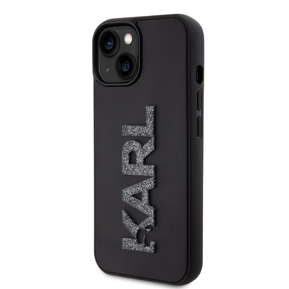 Puzdro pre Apple iPhone 15 Plus, Karl Lagerfeld, 3D Rubber Glitter Logo, Čierne