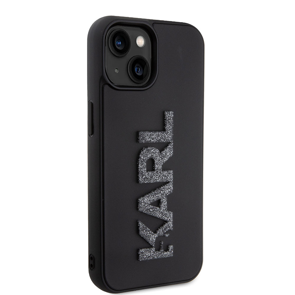 Puzdro pre Apple iPhone 15 Plus, Karl Lagerfeld, 3D Rubber Glitter Logo, Čierne