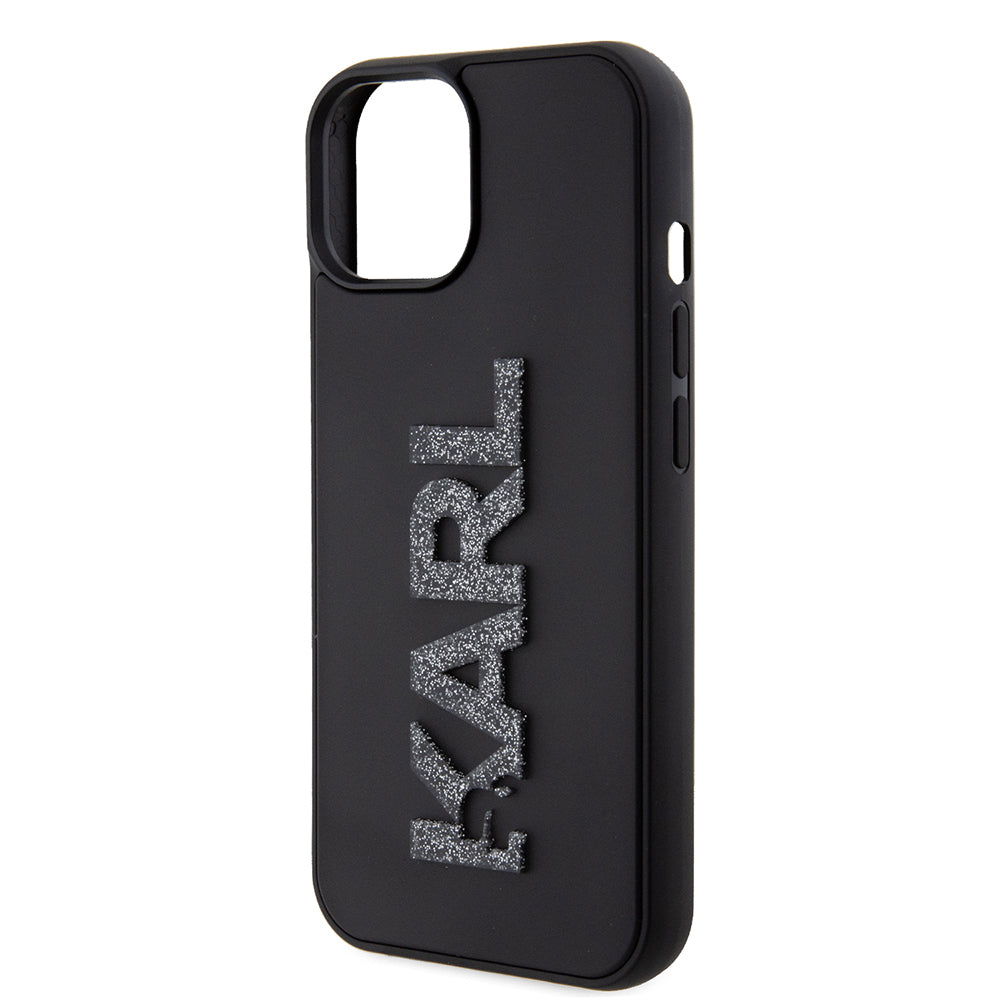 Puzdro pre Apple iPhone 15 Plus, Karl Lagerfeld, 3D Rubber Glitter Logo, Čierne