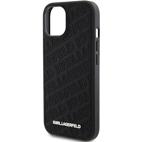 Puzdro pre Apple iPhone 15 Plus, Karl Lagerfeld, Diagonal Quilted K Pattern, Čierne