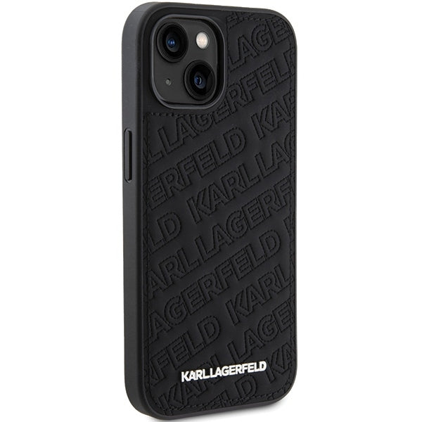 Puzdro pre Apple iPhone 15 Plus, Karl Lagerfeld, Diagonal Quilted K Pattern, Čierne