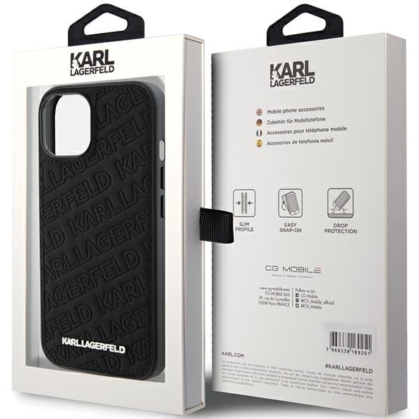 Puzdro pre Apple iPhone 15 Plus, Karl Lagerfeld, Diagonal Quilted K Pattern, Čierne