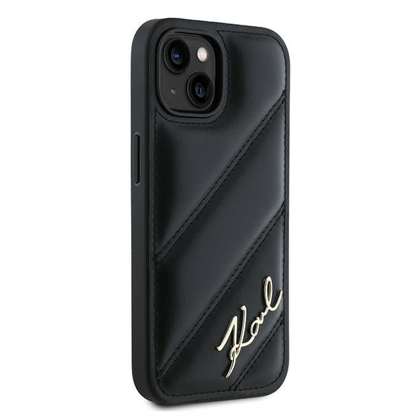 Puzdro pre Apple iPhone 15 Plus, Karl Lagerfeld, Diagonal Quilted Script, Čierne