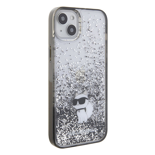 Case for Apple iPhone 15 Plus, Karl Lagerfeld, Liquid Glitter Choupette, Transparent