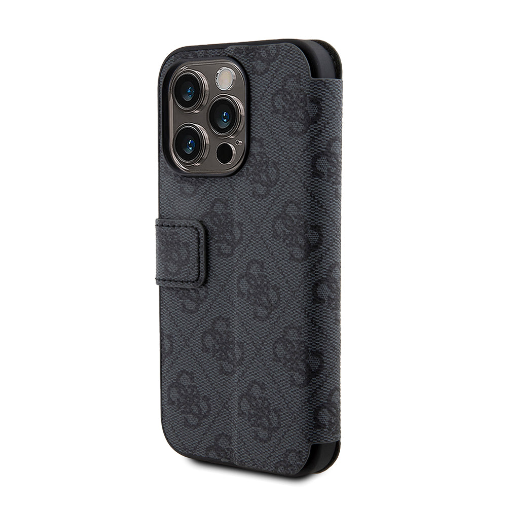 Puzdro pre Apple iPhone 15 Pro, Guess, 4G Book, Sivé