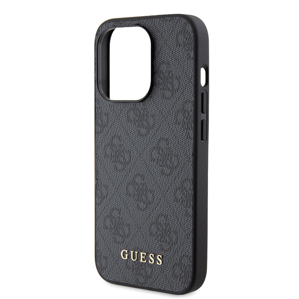 Puzdro pre Apple iPhone 15 Pro, Guess, 4G Metal Gold Logo, Sivé