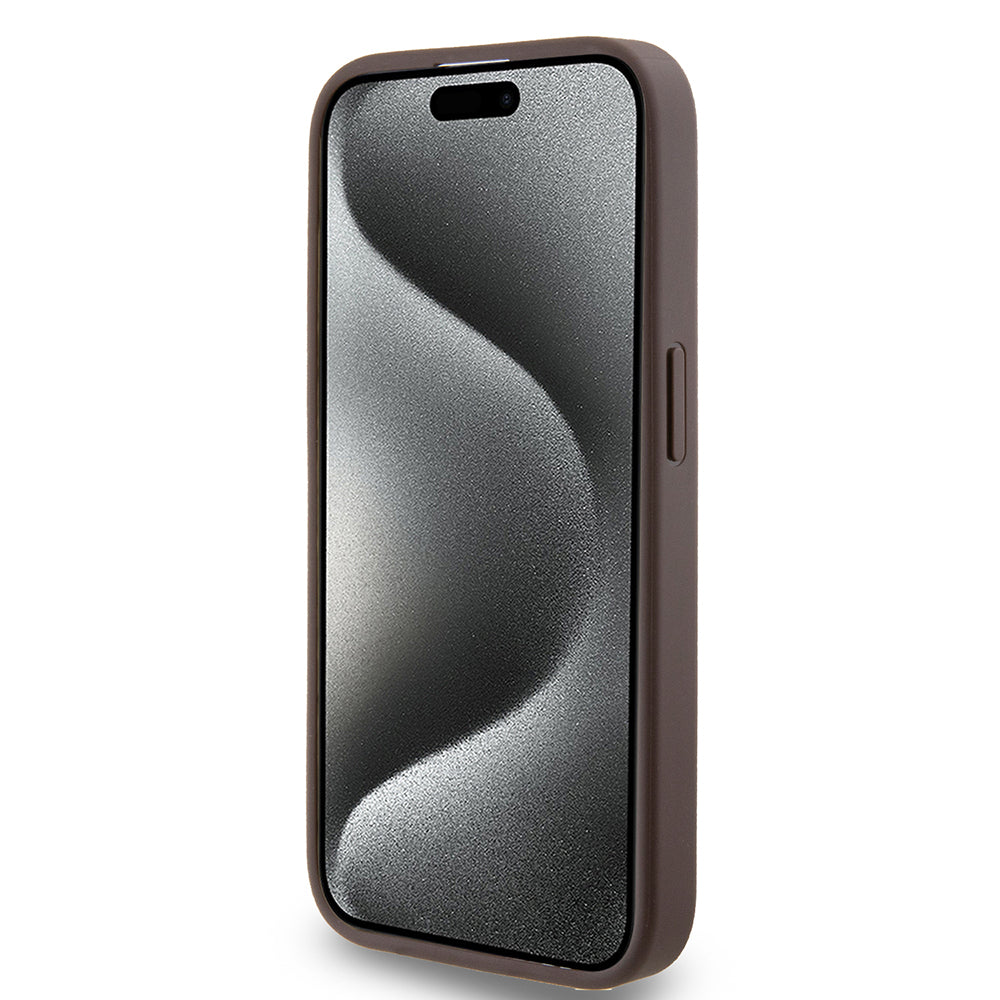 Puzdro pre Apple iPhone 15 Pro, Guess, 4G Metal Gold Logo, Hnedé