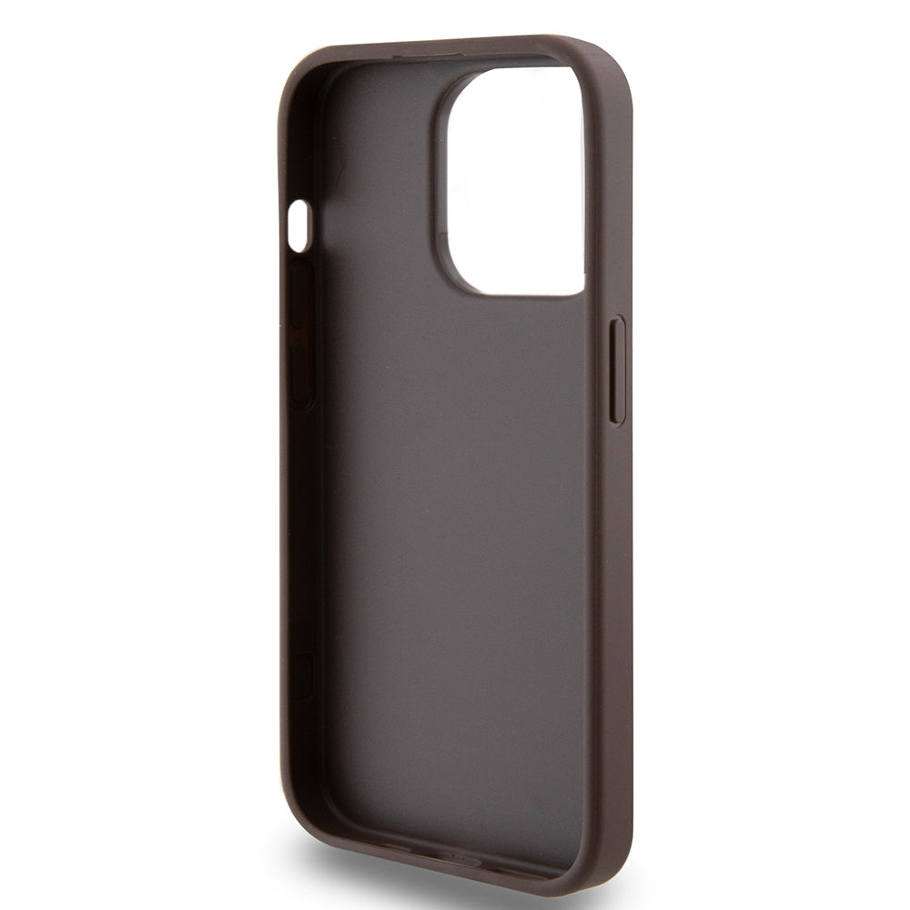 Puzdro pre Apple iPhone 15 Pro, Guess, 4G Metal Gold Logo, Hnedé