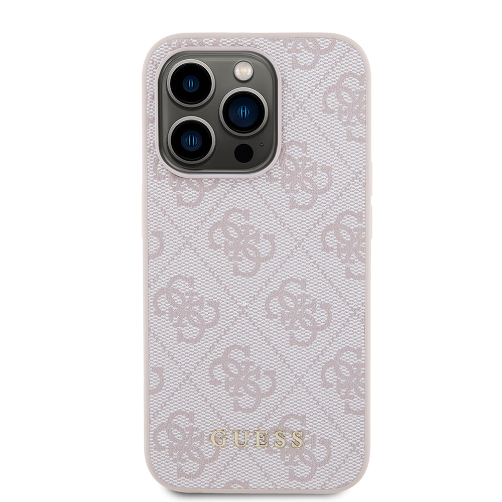 Puzdro pre Apple iPhone 15 Pro, Guess, 4G Metal Gold Logo, Ružové.