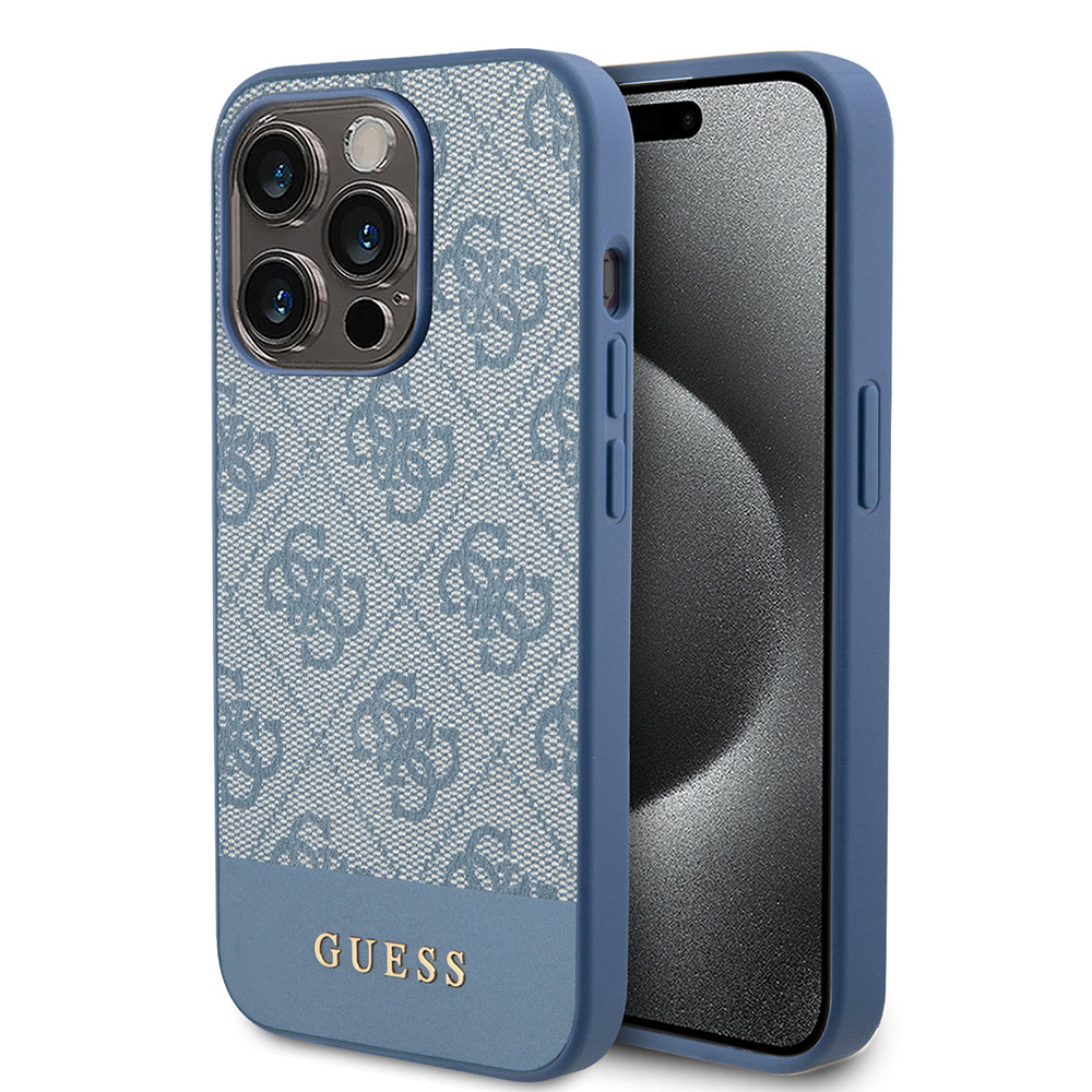 Puzdro pre Apple iPhone 15 Pro, Guess, 4G Stripe, Modrá