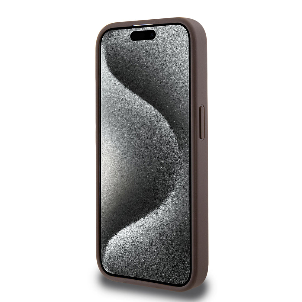 Puzdro pre Apple iPhone 15 Pro, Guess, 4G Stripe, Hnedá