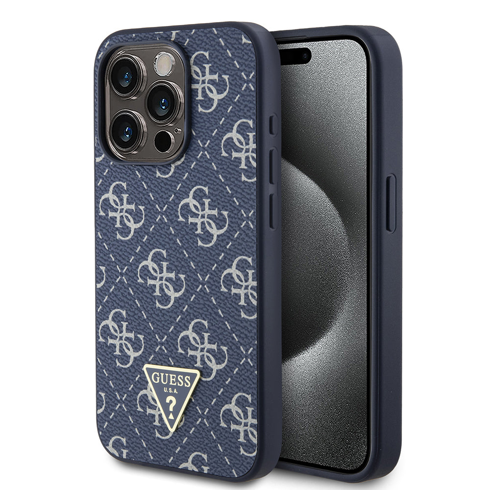 Puzdro pre Apple iPhone 15 Pro, Guess, 4G Triangle Logo, Modrá
