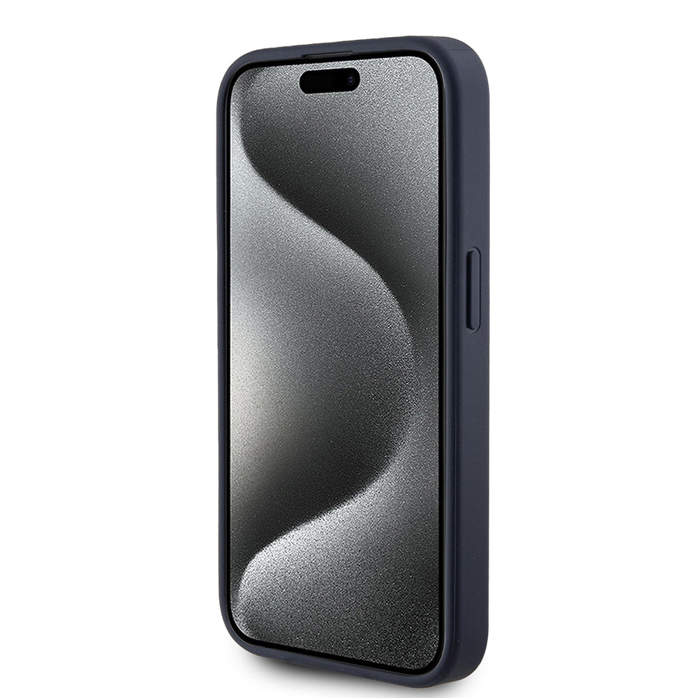 Puzdro pre Apple iPhone 15 Pro, Guess, 4G Triangle Logo, Modrá