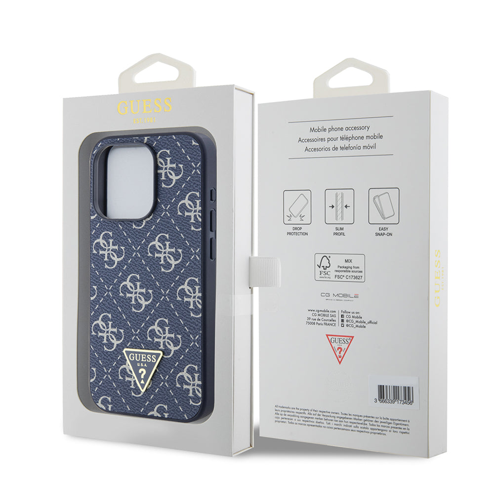 Puzdro pre Apple iPhone 15 Pro, Guess, 4G Triangle Logo, Modrá