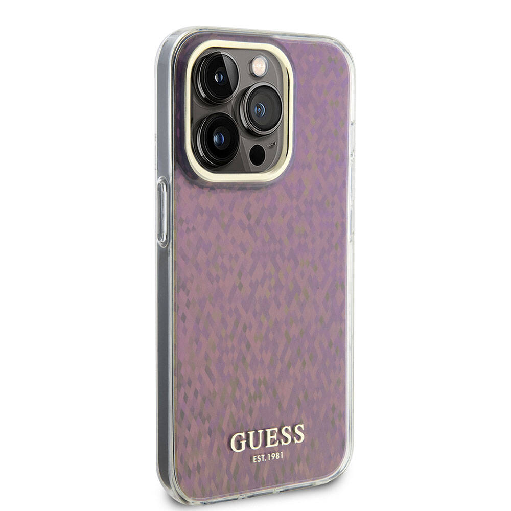 Puzdro pre Apple iPhone 15 Pro, Guess, IML Faceted Mirror Disco Iridescent, Ružová