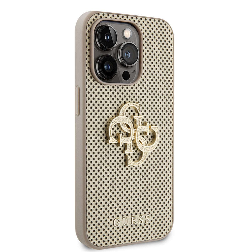 Puzdro pre Apple iPhone 15 Pro, Guess, Perforated 4G, Zlaté