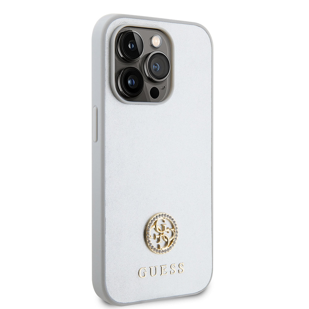 Puzdro pre Apple iPhone 15 Pro, Guess, Strass Metal Logo, Strieborné