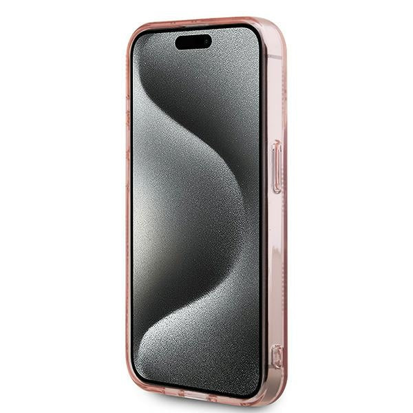 Puzdro pre Apple iPhone 15 Pro, Karl Lagerfeld, IML Luxury Monogram Choupette's Head, Ružové