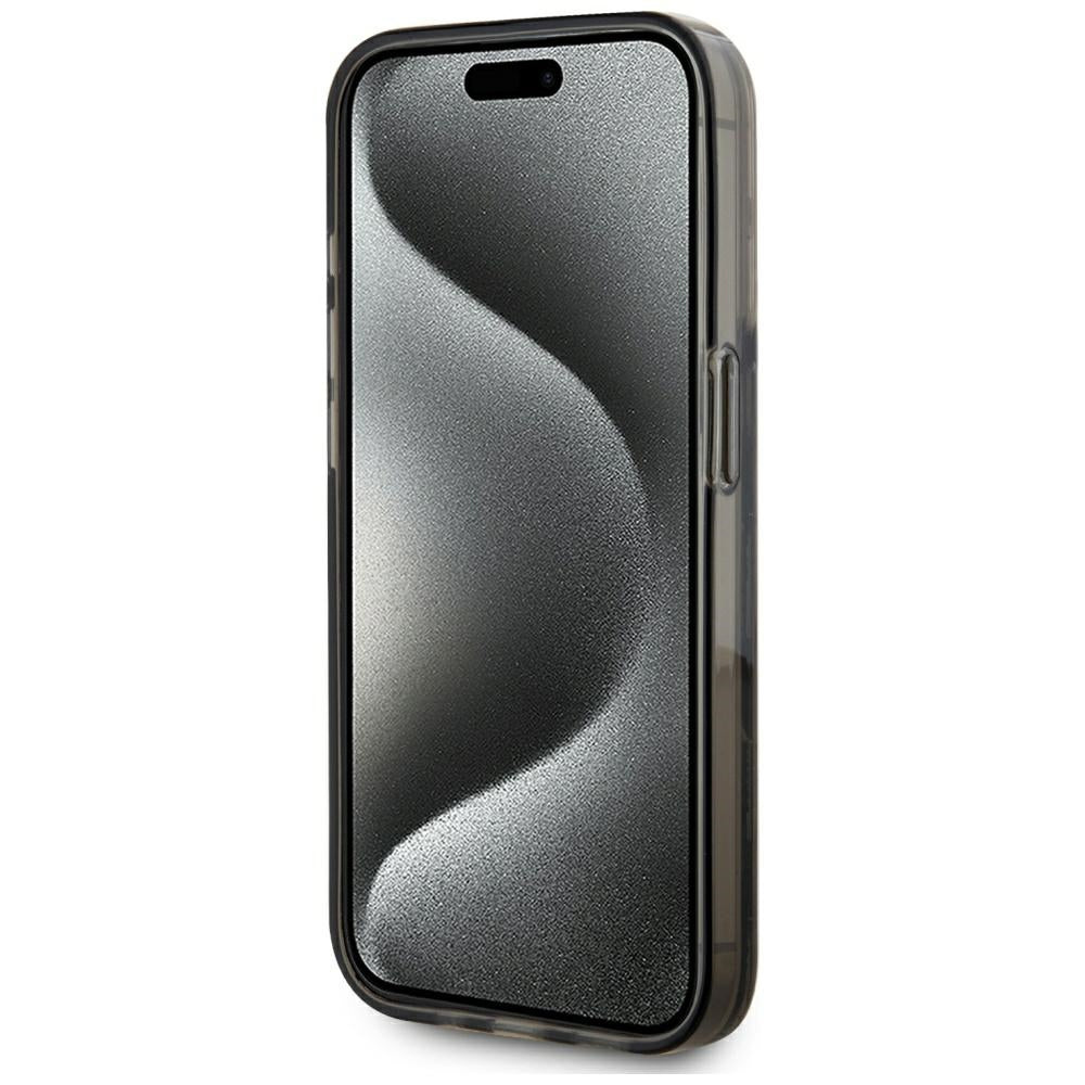 Puzdro pre Apple iPhone 15 Pro, Karl Lagerfeld, Liquid Glitter Monogram, Čierne