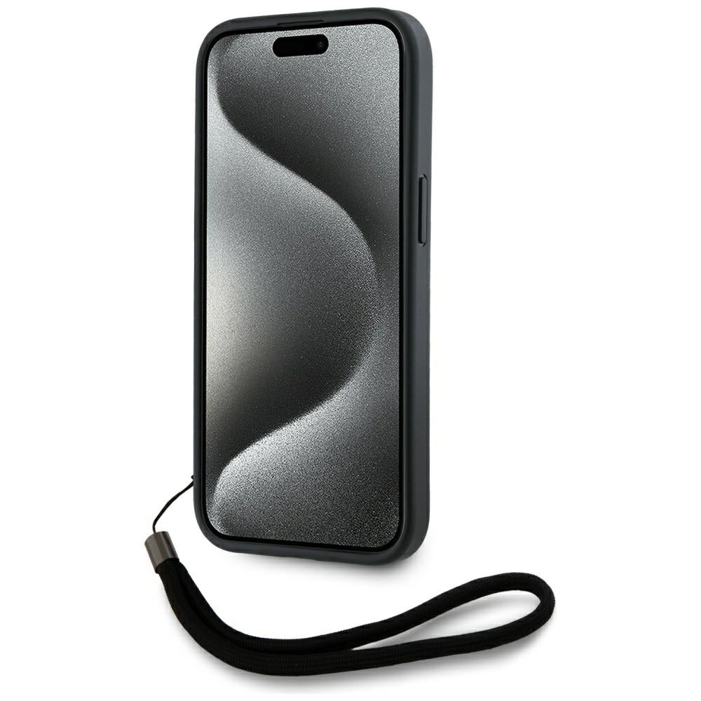 Puzdro pre Apple iPhone 15 Pro, Karl Lagerfeld, Saffiano Athleisure Stripes with Strap, Ružové