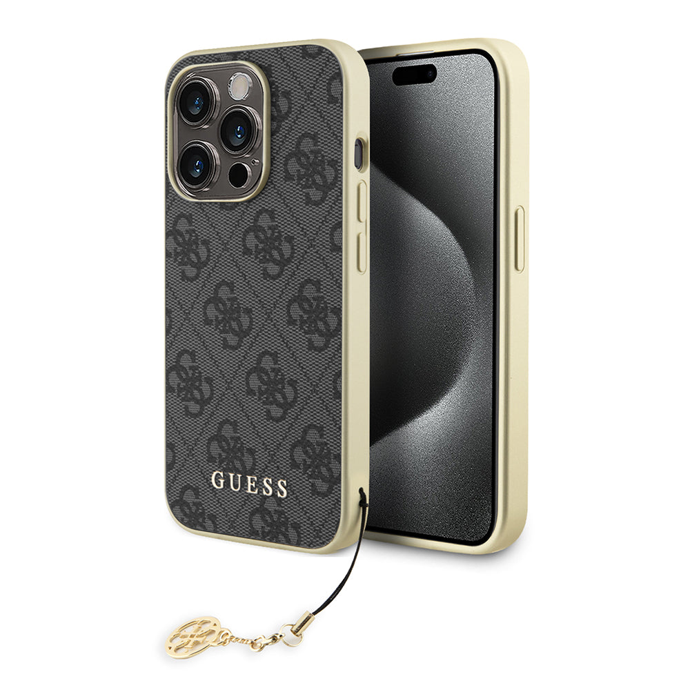 Puzdro pre Apple iPhone 15 Pro Max, Guess, 4G Charm, Sivá