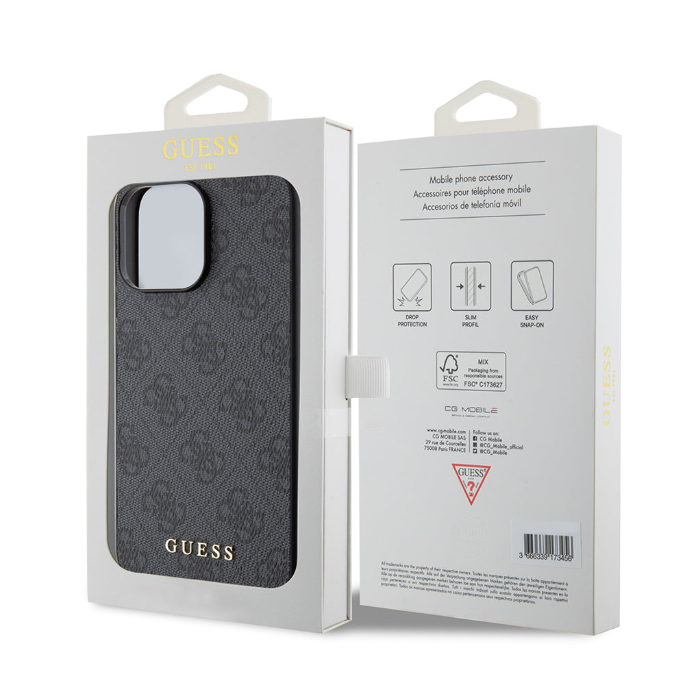 Puzdro pre Apple iPhone 15 Pro Max, Guess, 4G Metal Gold Logo, Sivé
