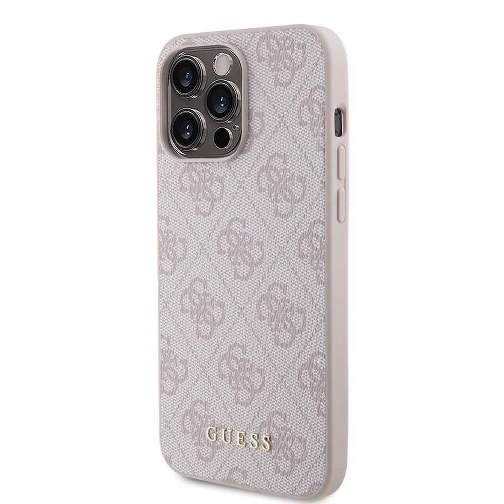 Puzdro pre Apple iPhone 15 Pro Max, Guess, 4G Metal Gold Logo, Ružové.