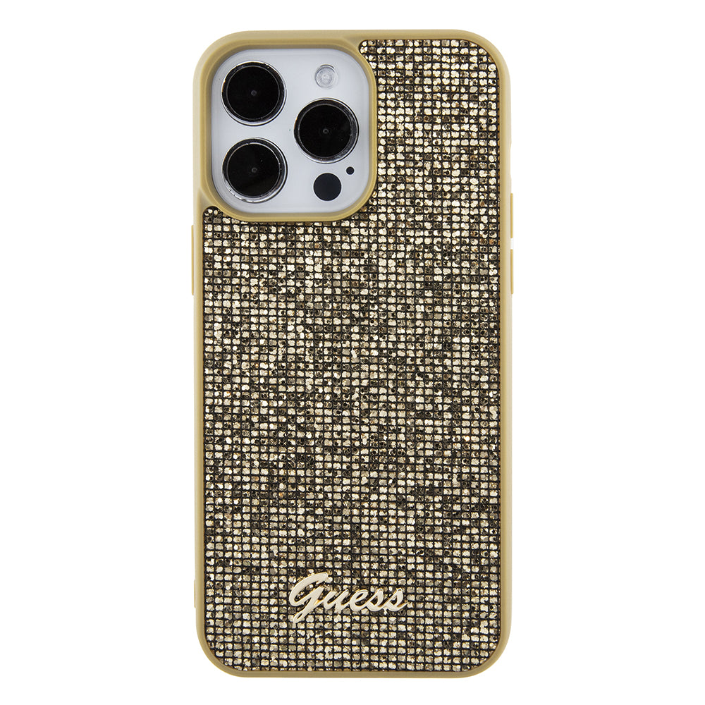Puzdro pre Apple iPhone 15 Pro Max, Guess, Disco Metal Script, Zlaté